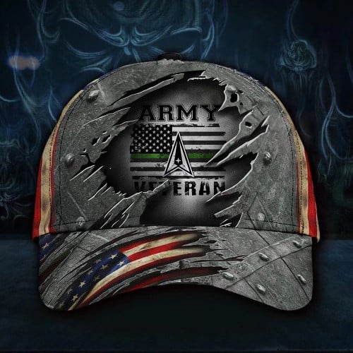 Space Force Army Veteran Hat 3D Print Vintage USA Flag Cap Patriotic Veteran Gift For Men