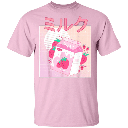 Pink Strawberry Milk Shirt Retro 90s Japanese Kawaii Strawberry Milk Shirt.
