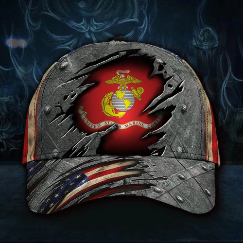 USMC Marine Corps Hat 3D Print American Flag Marine Cap Vintage Old Retro Patriotic