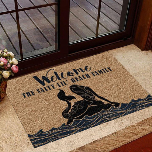 The Salty Lil'Beach Family Lives Here Mermaid Doormat