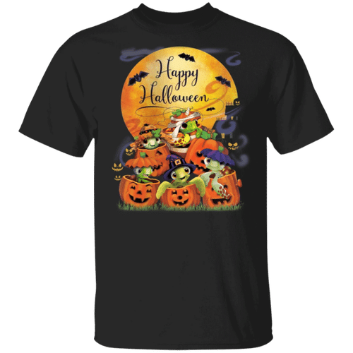 Sea Turtles With Pumpkin Blood Moon T-Shirt Funny Halloween Costumes 2020 Sea Turtle Gifts