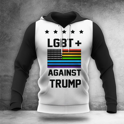 LGBT + Against Trump Hoodie Anti Donald Trump Merch Gifts For Biden Supporters