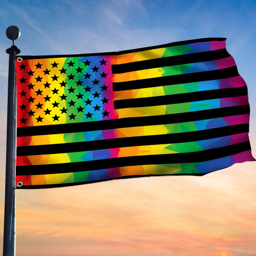 LGBT Pride American Flag Rainbow Pride Colors Support Lake Arrowhead LGBTQ+ Flag