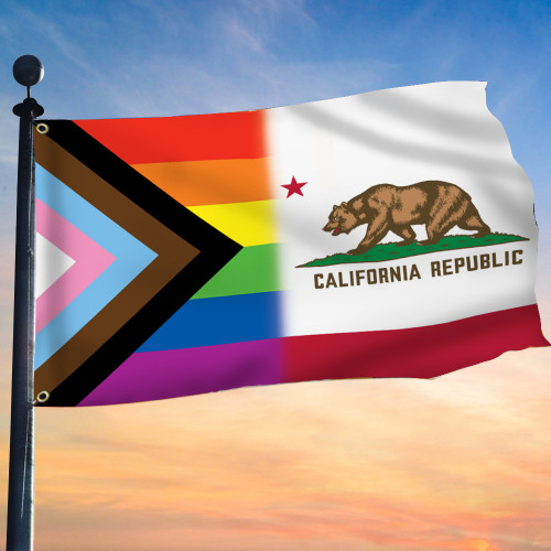LGBT Progress Pride Flag And California Republic Flag Lake Arrowhead LGBTQ+ Pride