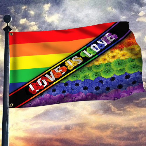 Love Is Love LGBT Pride Flag Flower Support Lake Arrowhead LGBTQ Pride Flag Outdoor Decor