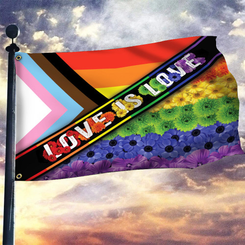 Progress LGBT Pride Flag Flower Love Is Love Support Lake Arrowhead LGBTQ Pride