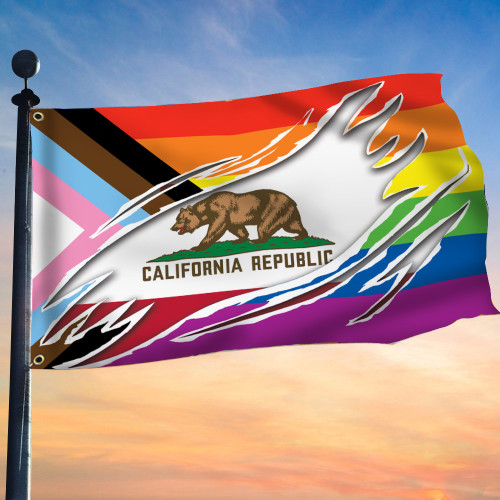 Progress Pride Flag And California Flag Support Lake Arrowhead LGBTQ Pride Merch