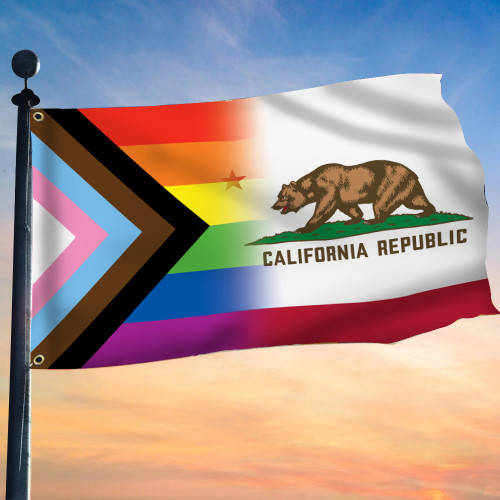 Progress Pride Flag And California Flag Support Lake Arrowhead LGBTQ+ Pride Merch Gifts