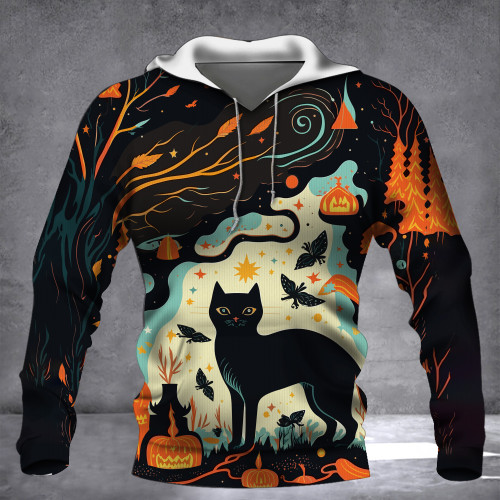 Black Cats On Halloween Night Hoodie Happy Halloween Horror Clothing Gift Ideas