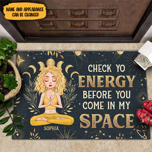 Personalized Check Your Energy Doormat Check Your Energy Before You Come In My Space Mat Funny