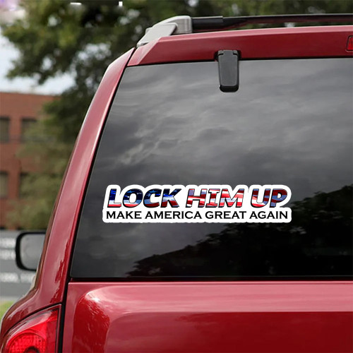 Trump Lock Him Up Make America Great Again Car Sticker Trump For Prison Merchandise