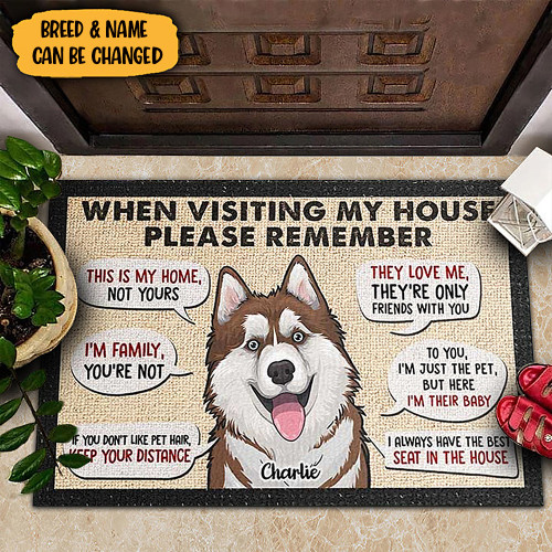 Personalized Husky When Visiting My House Please Remember Doormat Dog Lover Funny Welcome Mats