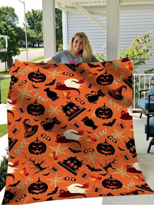 Retro Halloween Background Seamless Pattern Blanket Spooky Happy Halloween Decor Blanket