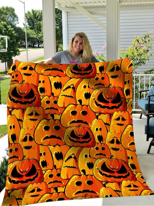 Pumpkin Seamless Pattern Blanket Halloween Holiday Pumpkin Throw Blanket Home Decor