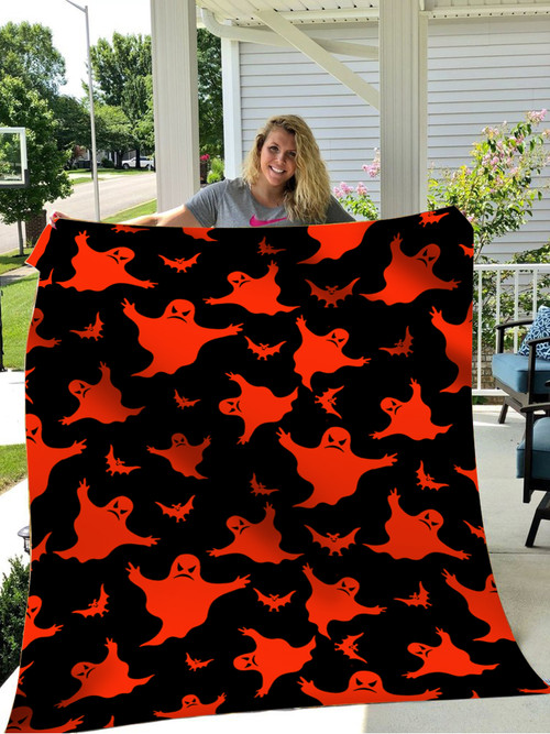 Ghost And Bat Seamless Pattern Blanket Happy Halloween Home Decor Blankets