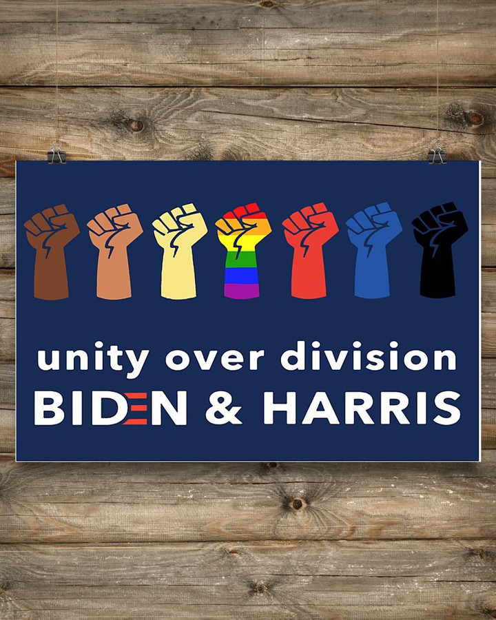 Unity Over Division Biden And Harris Poster Patriotic LGBT Voters Biden Political Home Decor Near Me