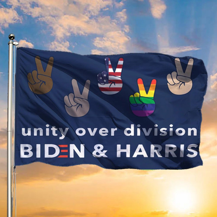 Unity Over Division Biden And Harris Flag Patriotic LGBT Voters Biden Political Lawn Flags