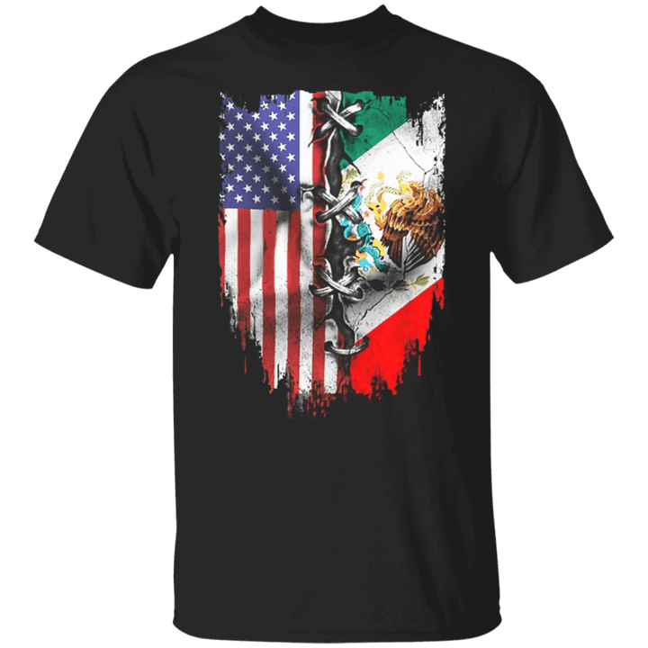 Mexican American Half Mexico Half America Flag T-Shirt Fourth Of July Shirt