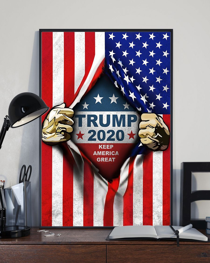 Trump 2020 Keep America Great Poster Inside American Flag MAGA Us Patriotic Support Trump 2020