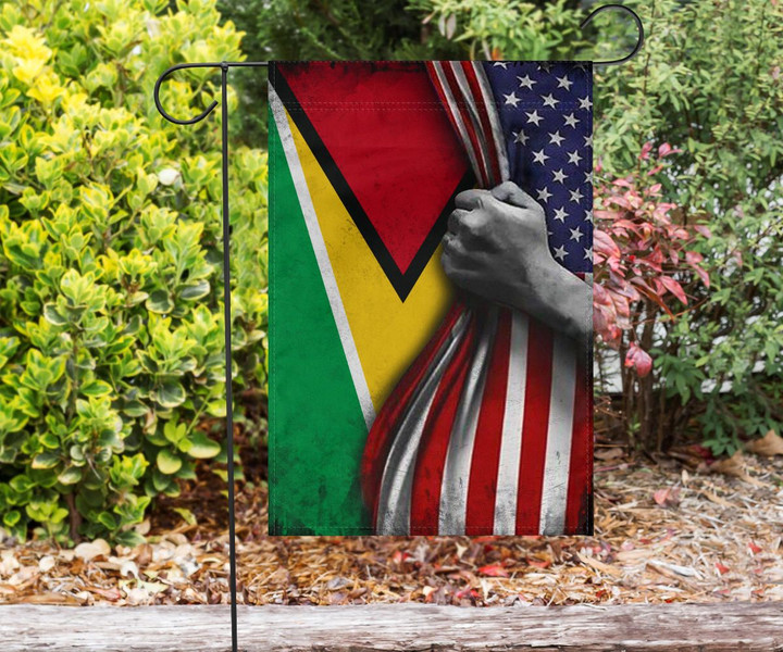 American Flag And Guyana National Country Flag