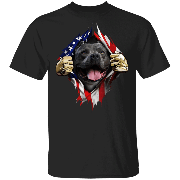 Pitbull Inside American Flag T-Shirt 4th Of July Flag Patriotic Gift For Dog Lovers.