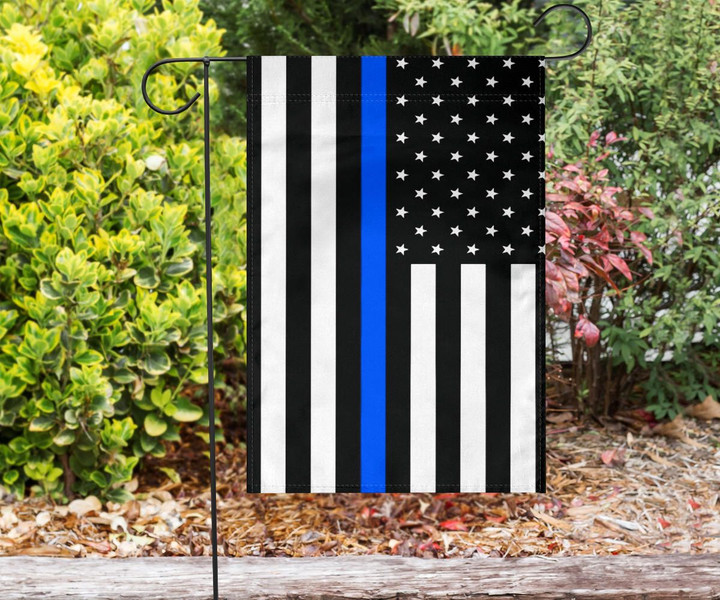 Thin Blue Line Flag With Stars And Stripes - Black White And Blue American Police Flag