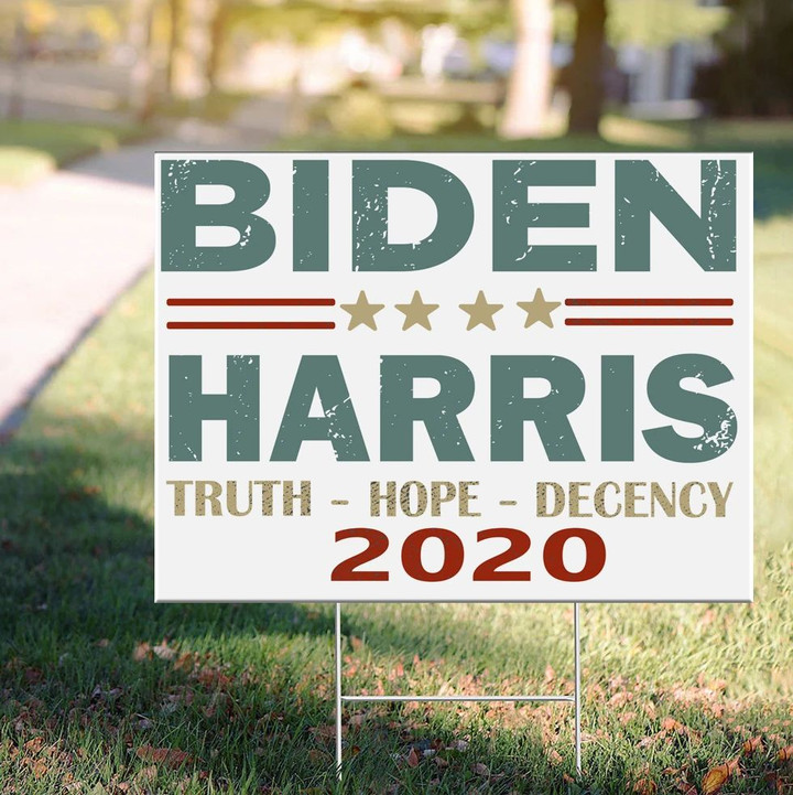 Biden Harris Truth Hope Decency 2020 Lawn Sign Vets For Biden Order Biden Harris Yard Sign