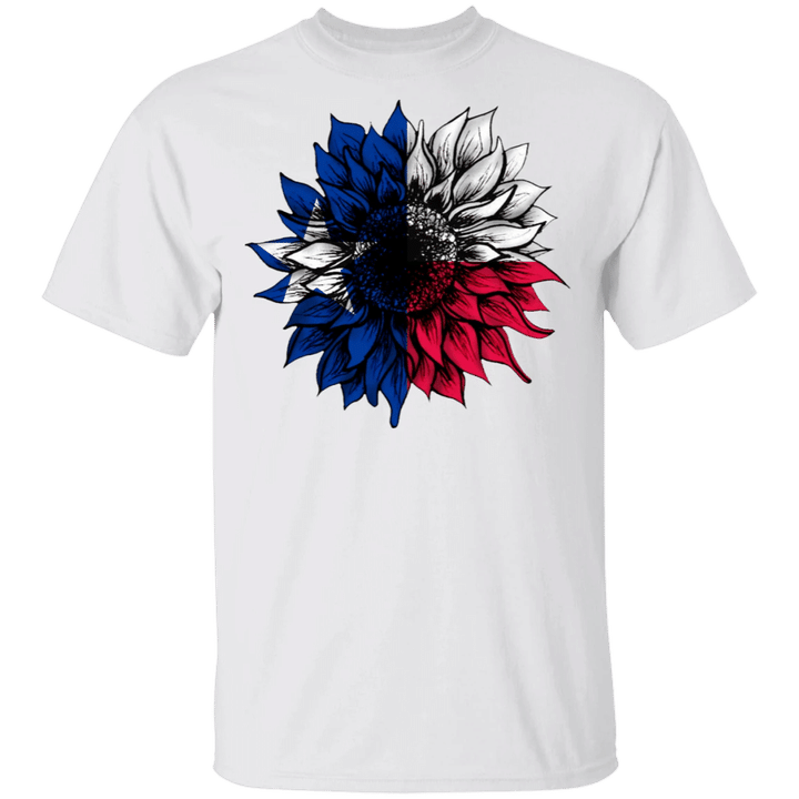 America Sunflower Flag T-Shirt 4th Of July American Patriotic Flower Shirt - Pfyshop.com