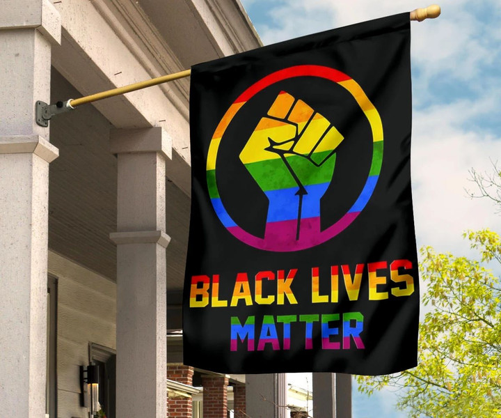 Black Lives Matter LGBT Flag Power Raised Fist Honor Black Pride Support LGBT Flag Wall Outdoor