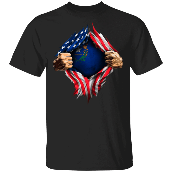 Nevada Heartbeat Inside American Flag Shirt Fourth Of July Mens And Womens T-Shirts