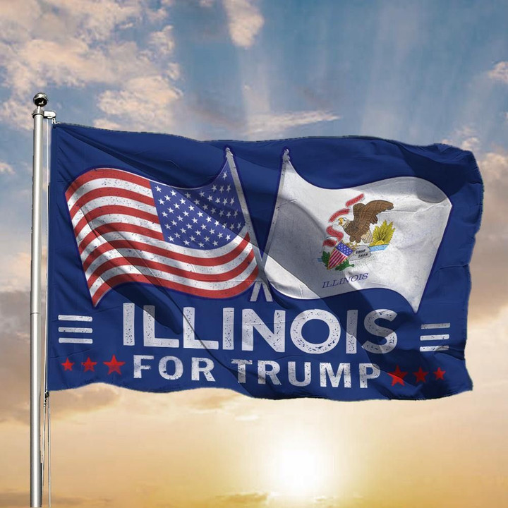 American And Illinois Flag Trump For President 2020 - Pfyshop.com