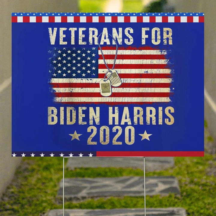 Veterans For Biden Harris 2020 U.S Flag Yard Sign Liberal Voters Biden Victory Fund Campaign