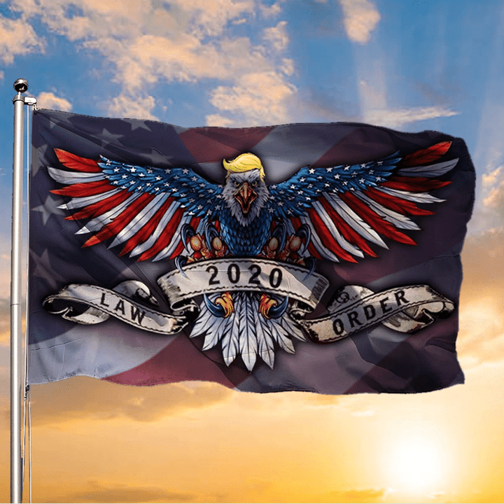Law Order 2020 Soaring American Eagle With USA Flag Wings Trump American Flag