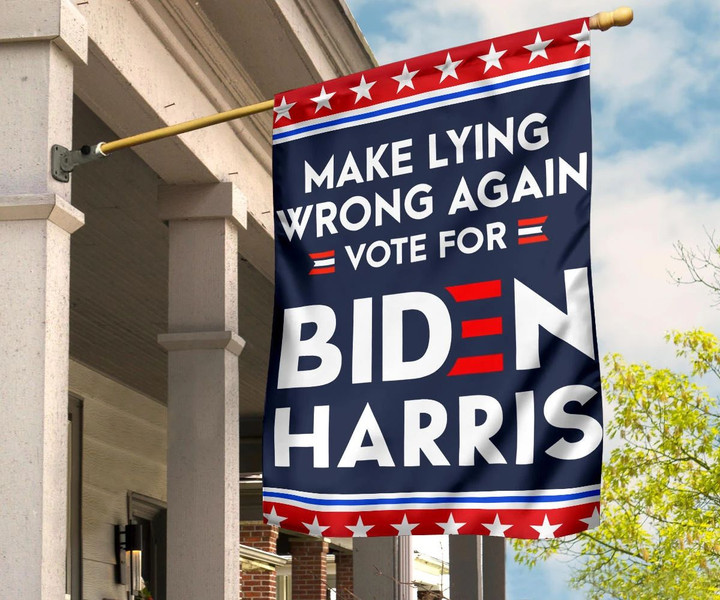 Make Lying Wrong Again Vote For Biden Harris Flag Gift For Democrats And Biden Fans Gift