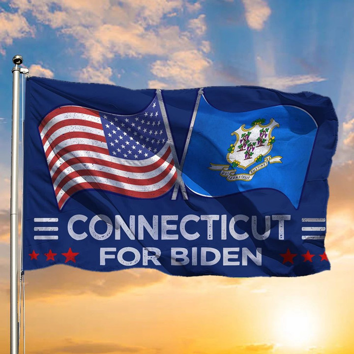 Connecticut For Biden Flag Biden Harris Campaign For Election 2021 Political Flag Against Trump