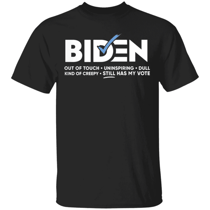 Biden Uninspiring Dull Kind Of Creepy Still Has My Vote Shirt Funny Biden T Shirt For Sale