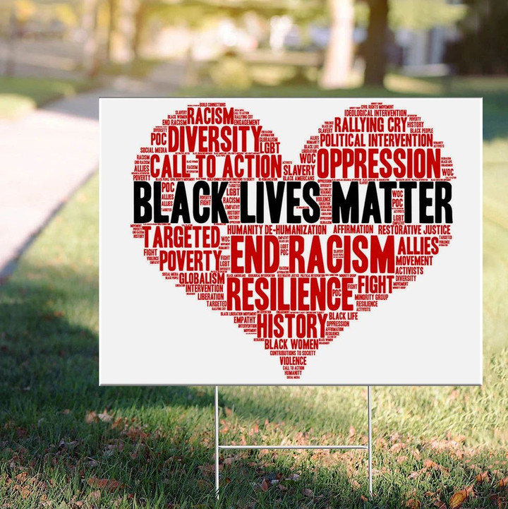 Black Lives Matter - Heart Yard Sign Resilience History Sign To Protest Racism Outside Decor