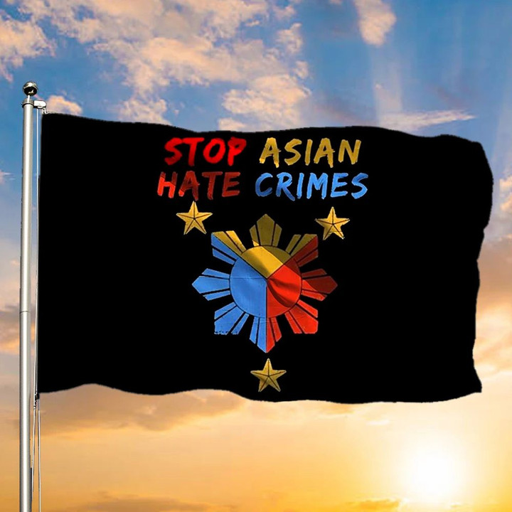 Stop Asian Hate Crimes Flag Asian Lives Matter AAPI Love Is Love Sign Anti Racism Flag