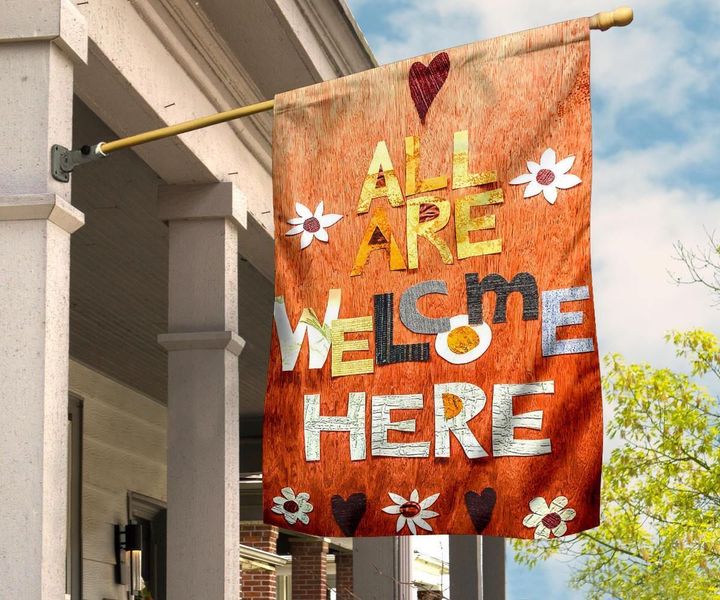 All Are Welcome Here Flag Flag Welcome Flag For Home Front Porch Decorative - Pfyshop.com