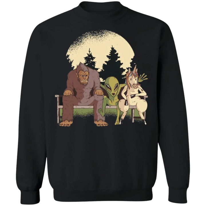 Bigfoot Alien Unicorn Imaginary Friends Sweatshirt Funny Introvert Merch Unique Apparel