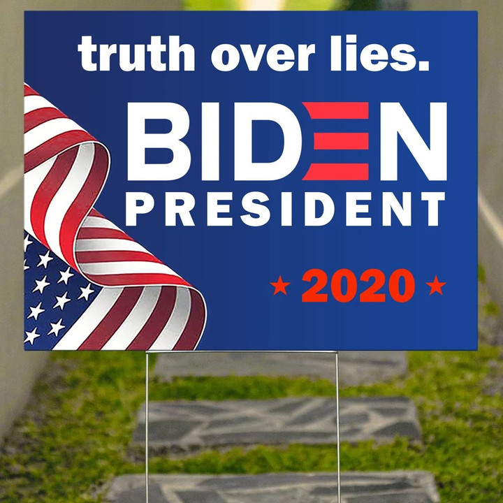 Truth Over Lies Biden President Yard Sign Biden Fly Campaign Biden Kamala Sign Decor For Sale