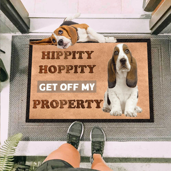 Basset Hound Hippity Hoppity Get Off My Property Doormat Cute Dog Door Mat Gift For Dog Lovers