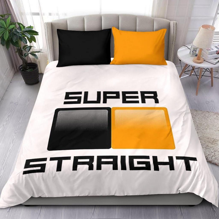Super Straight Black And Orange Flag Bedding Set Gifts For Lgbt Friends Pride Month Gift - Pfyshop.com