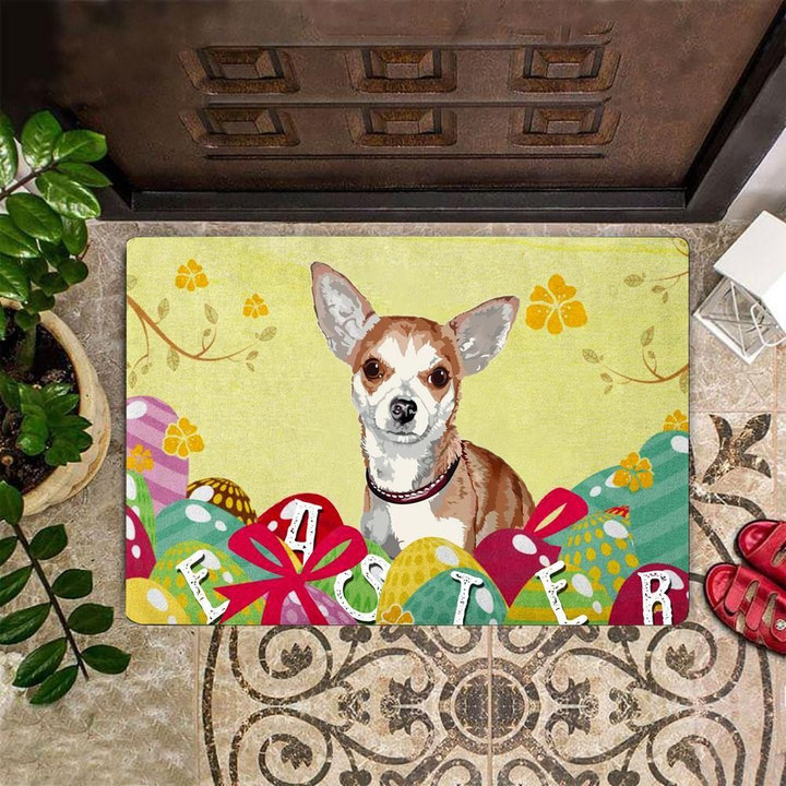 Chihuahua Easter Doormat Easter Cute Welcome Mat Indoor Front Door Mat Decorative - Pfyshop.com