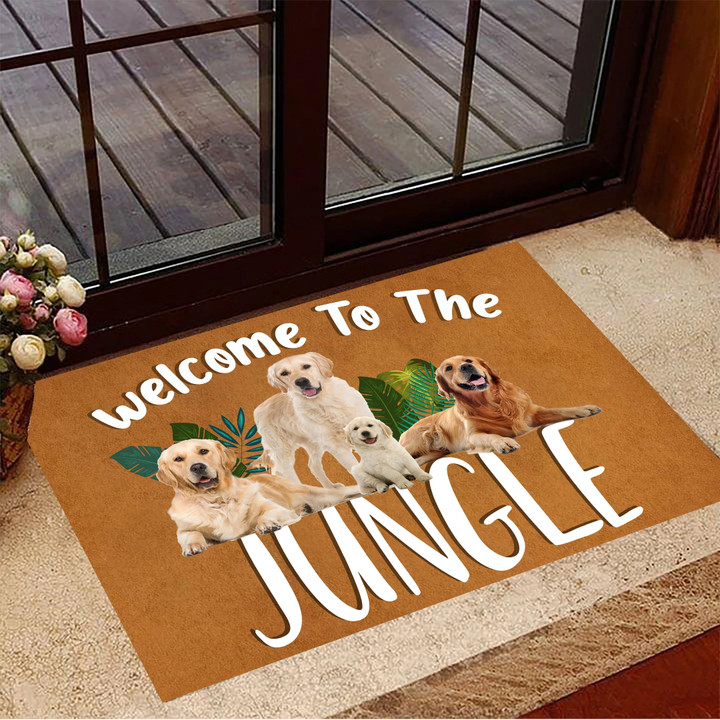 Golden Retriever Welcome To The Jungle Doormat Non-slip Mats Indoor Outdoor Funny Mat