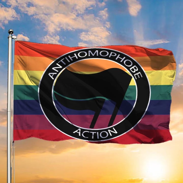 Anti Homophobe Action Pride Flag Merch Antifa LGBT Anti Fascist LGBTQ Merchandise