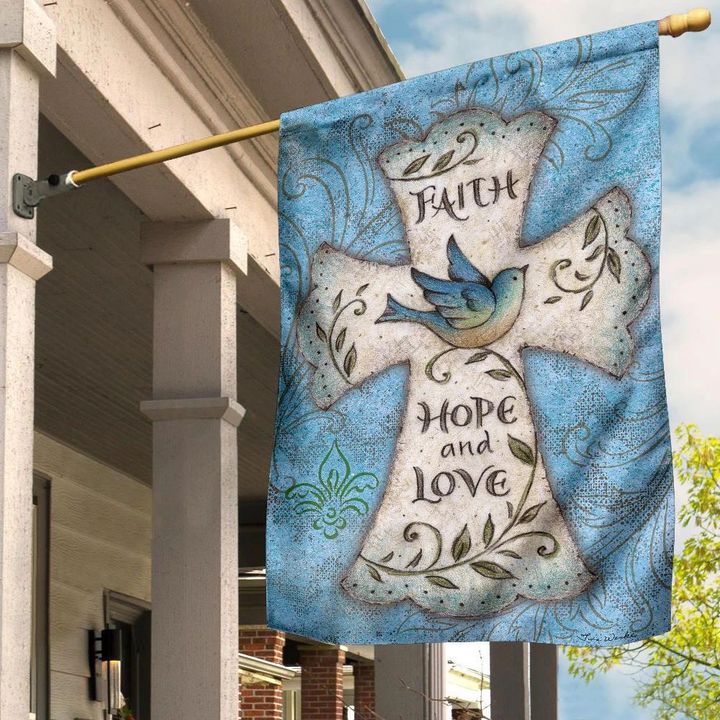 Faith Hope And Love Cross Flag Indoor Outdoor Decor Christian Mothers Day Gift
