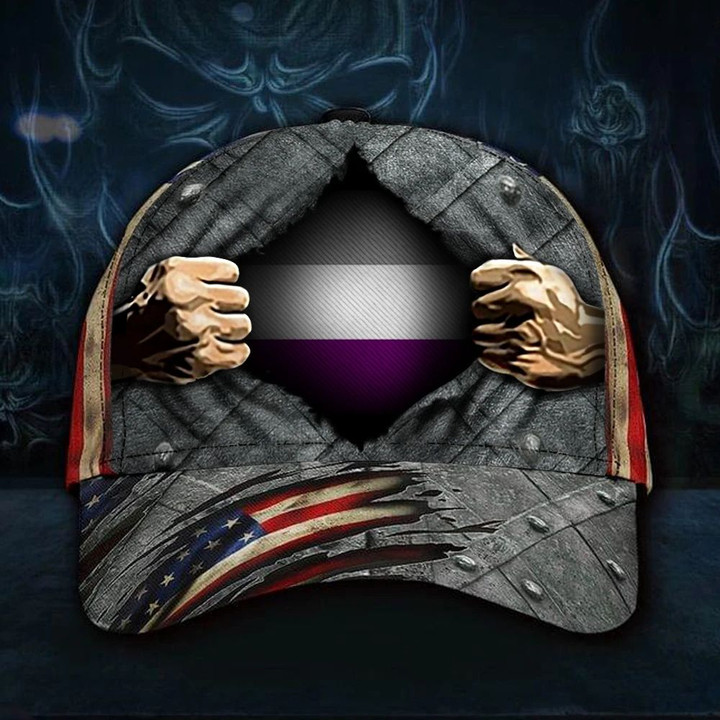 LGBTQA Asexual Flag Hat 3D Print Vintage USA Flag Cap Asexual Pride Ace Sexuality Flag