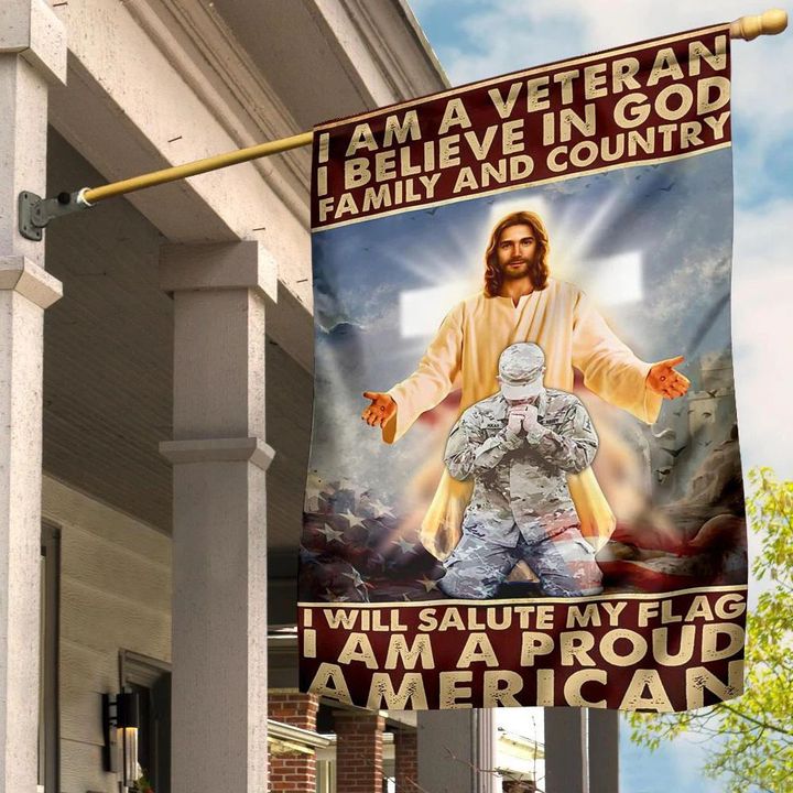 Jesus I Am A Veteran And I Believe In God Flag Christian Patriotic Proud Veteran Gift