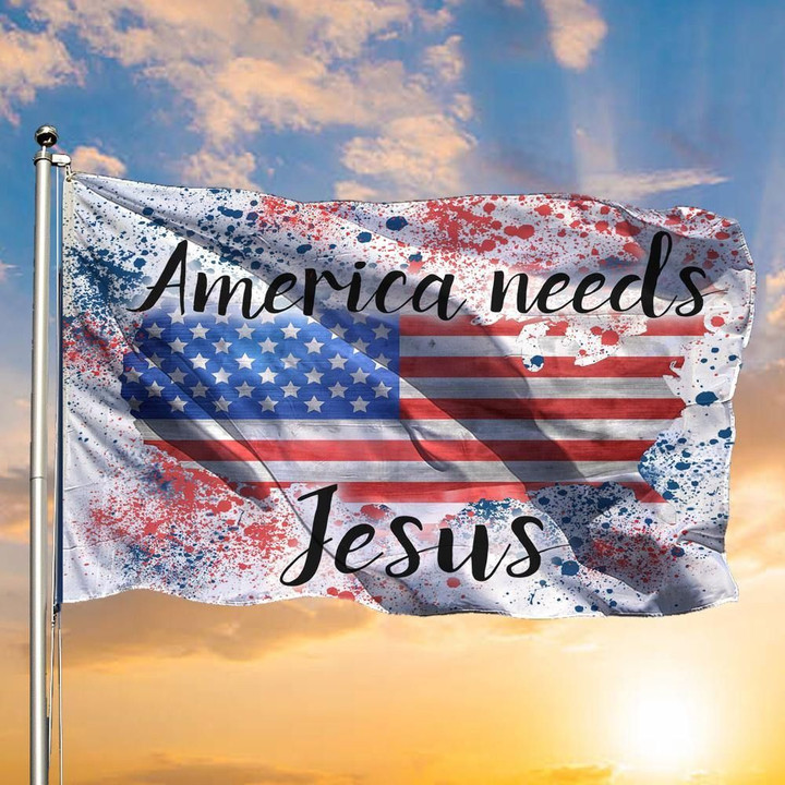 America Needs Jesus Flag Jesus Is King Christian Rustic Patriotic Decor Indoor Outdoor - Pfyshop.com